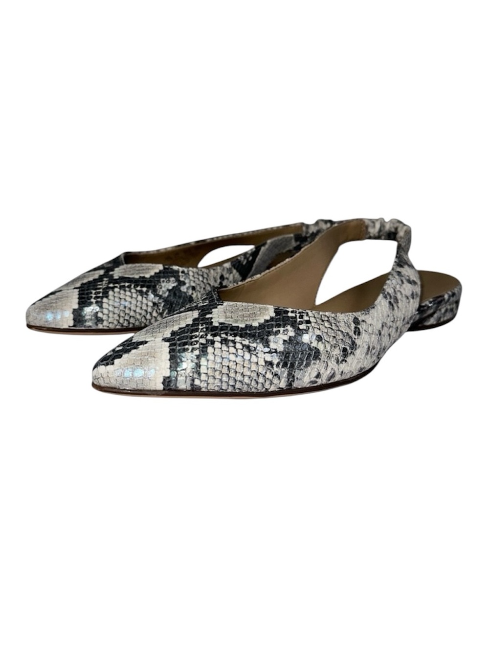Naturalizer Halo Snakeskin Pointed Toe Slingback Blue Green Snake Size 7.5